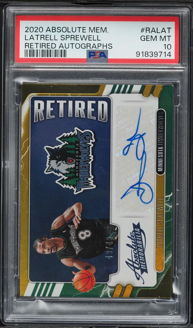2020 #RALAT Latrell Sprewell PSA 10 Panini Absolute Memorabilia Retired Autographs