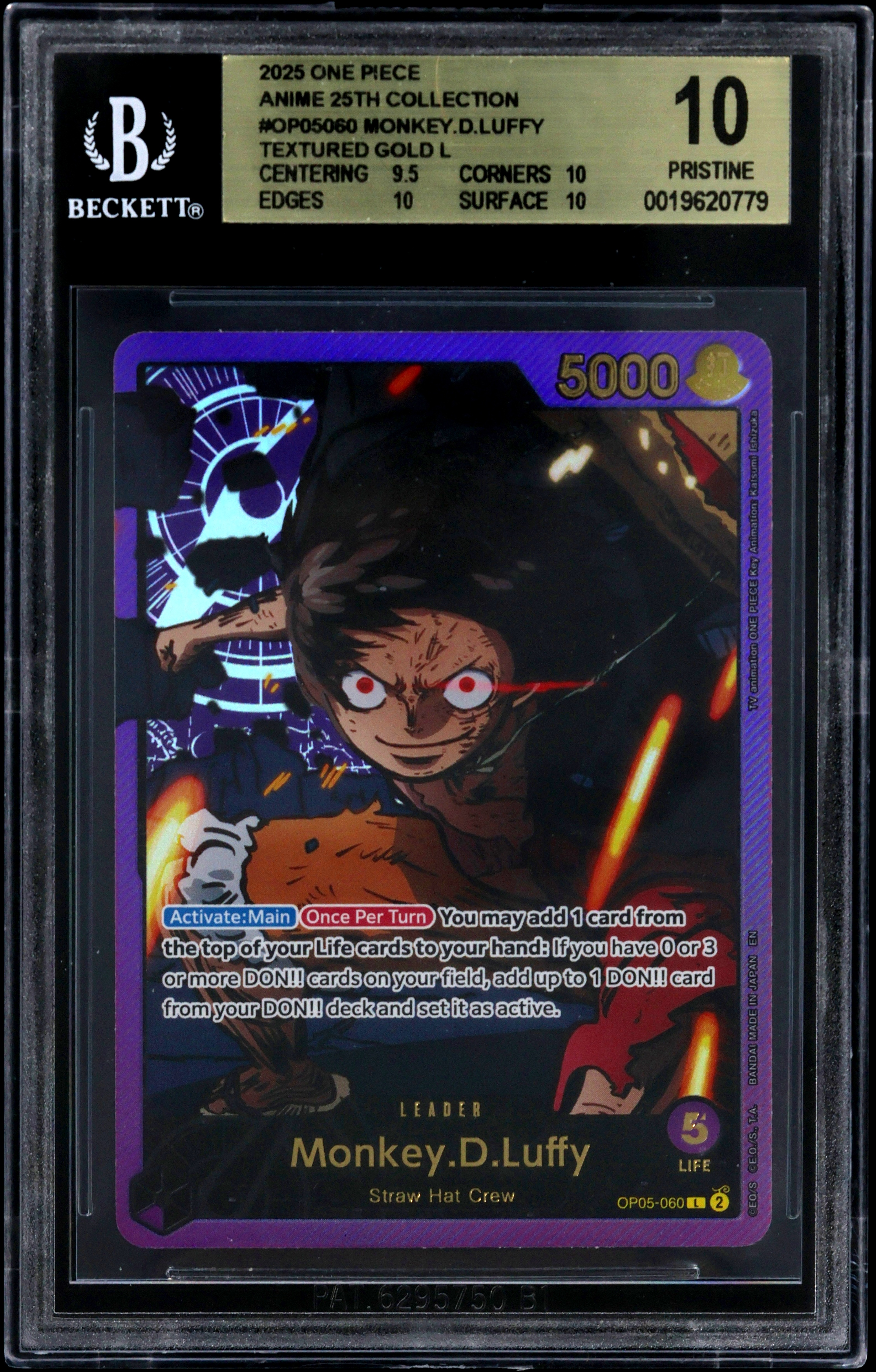 2025 #OP05060 Monkey.D.Luffy TEXTURED GOLD L BGS 10 One Piece Card Game Anime 25th Collection
