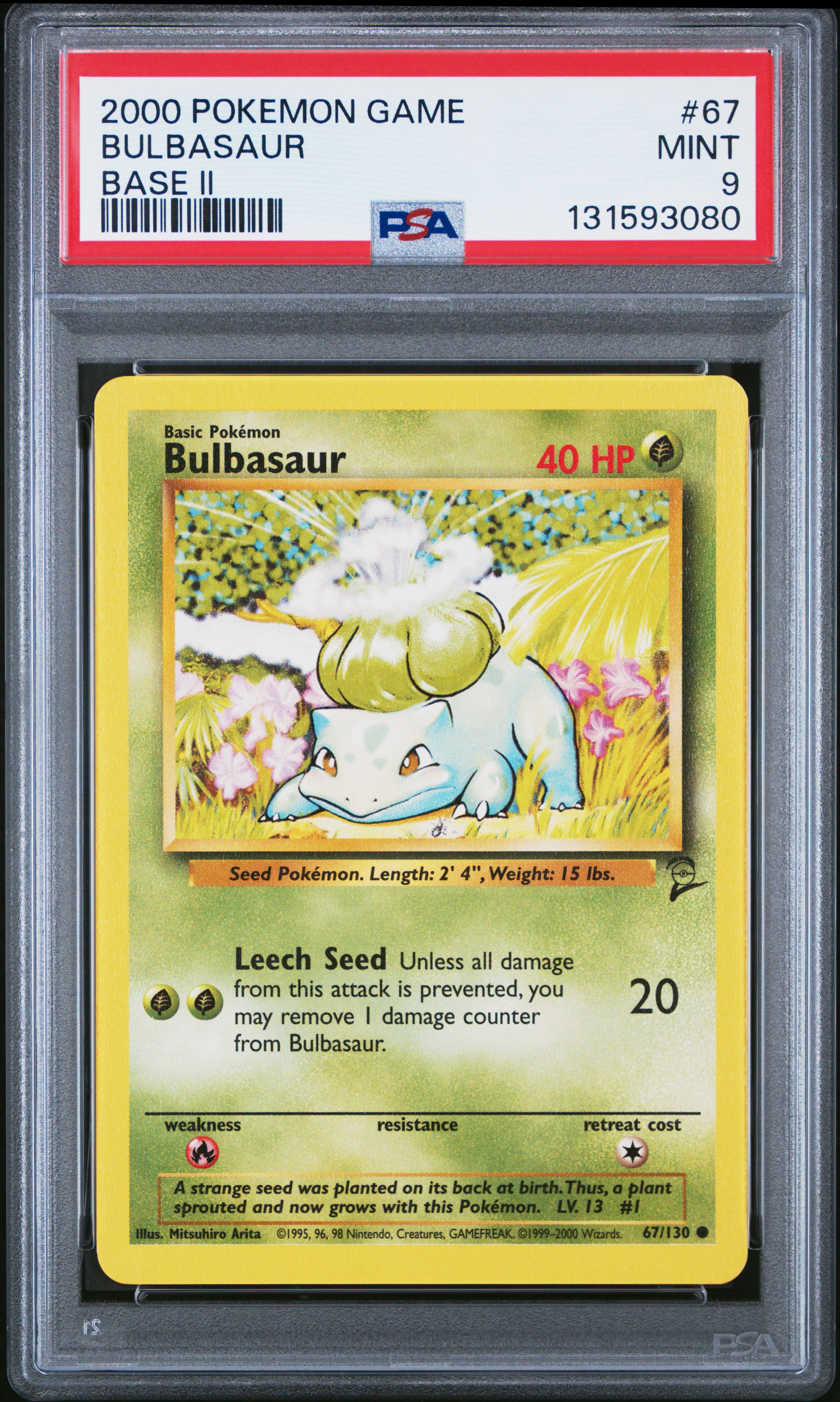 2000 #67 Bulbasaur PSA 9 Base Pokemon Game Base Ii Pokemon