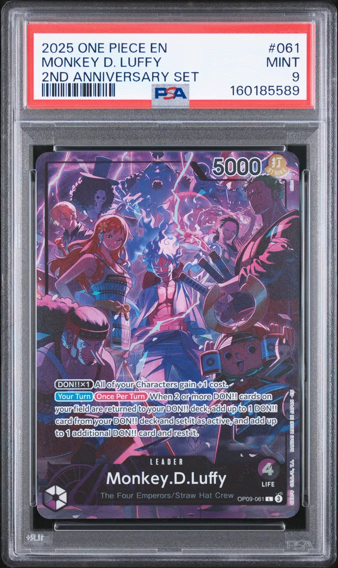 2025 #061 Monkey D. Luffy PSA 9 One Piece English Version 2nd Anniversary Set