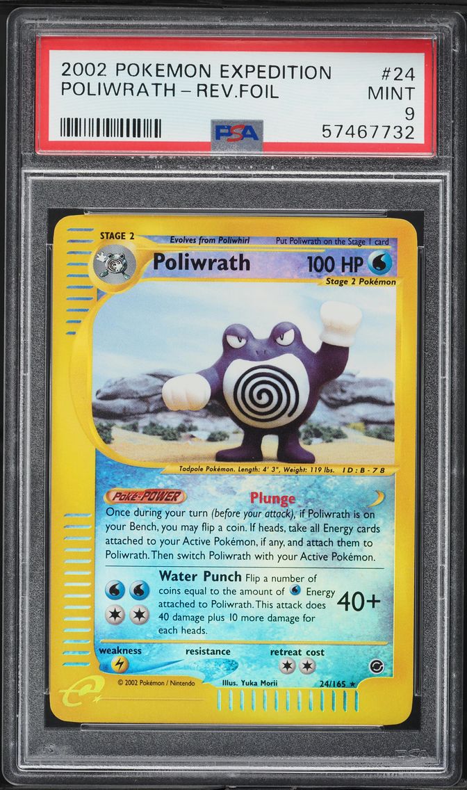 2002 #24 Poliwrath-Reverse Foil PSA 9 Expedition Pokemon
