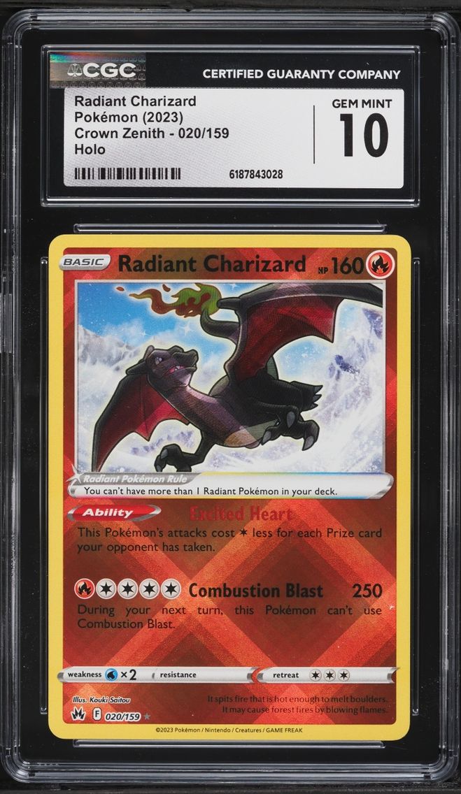 2023 #20 Radiant Charizard CGC 10 Pokemon Sword & Shield Crown Zenith Holo