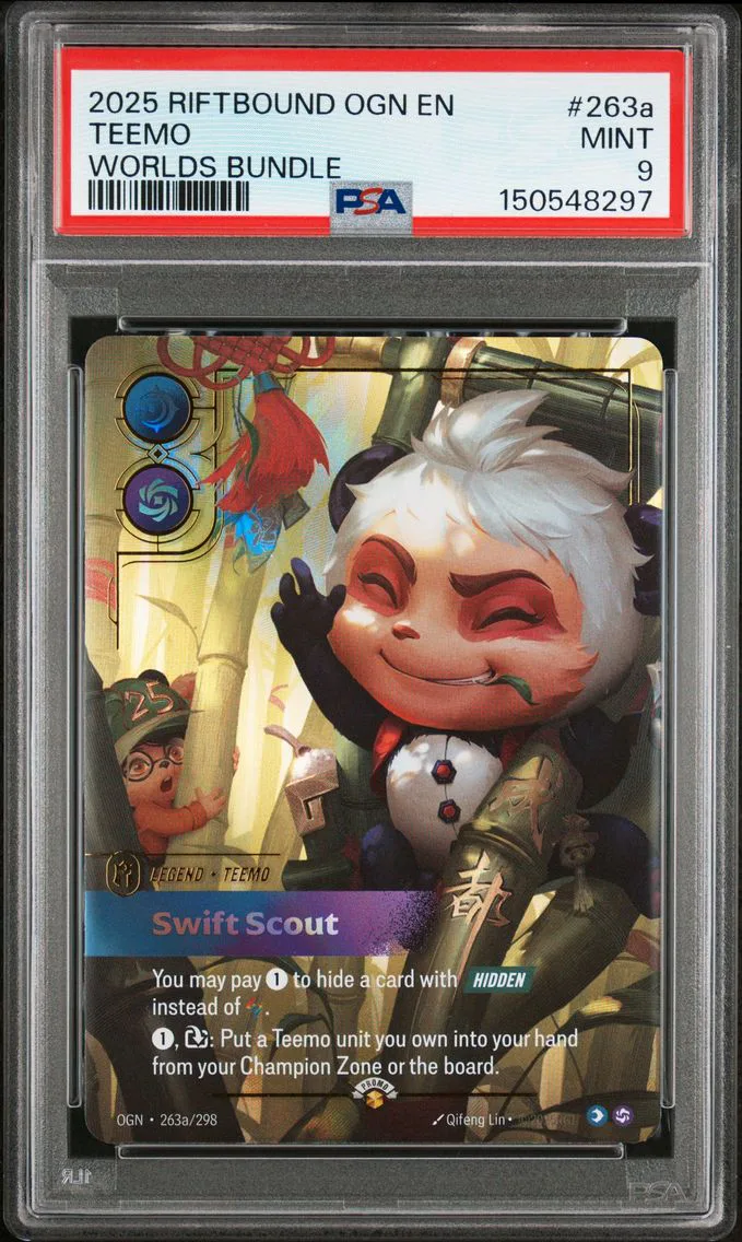 2025 #263a Teemo - Swift Scout PSA 9 Riftbound: League of Legends Ogn-Origins