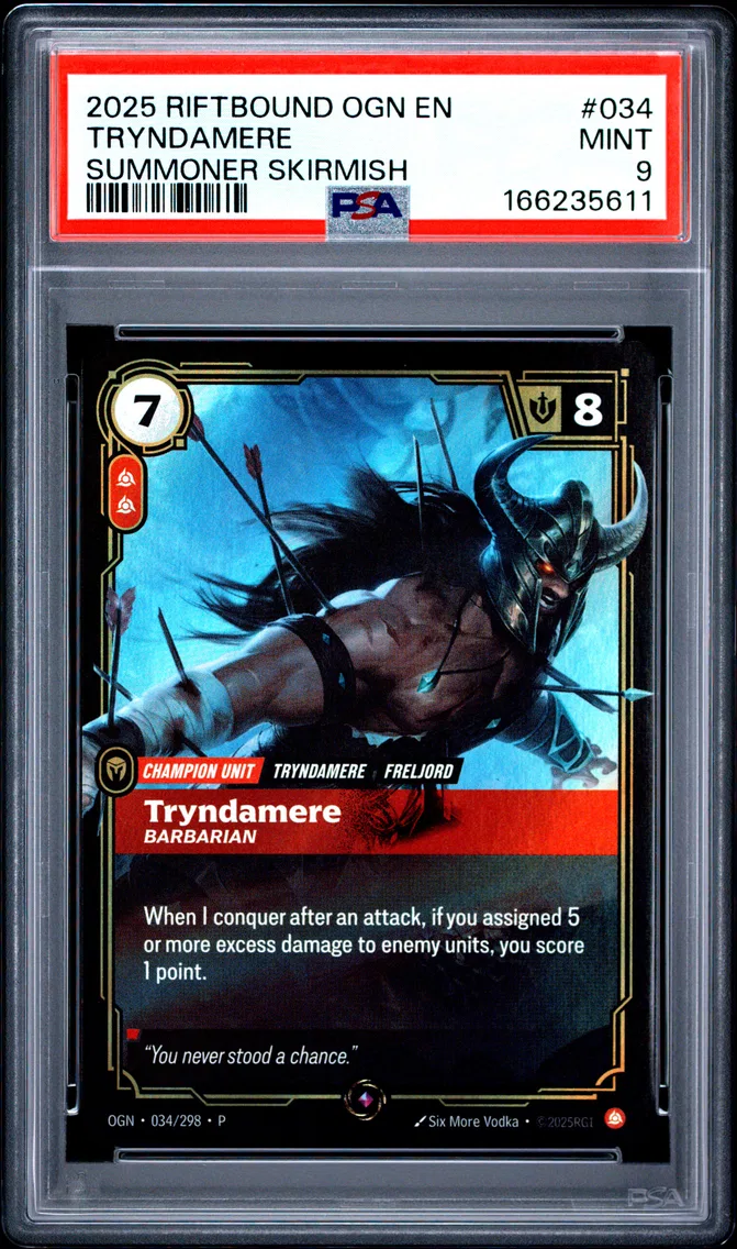 2025 #034 Tryndamere - Barbarian PSA 9 Riftbound: League of Legends Ogn-Origins