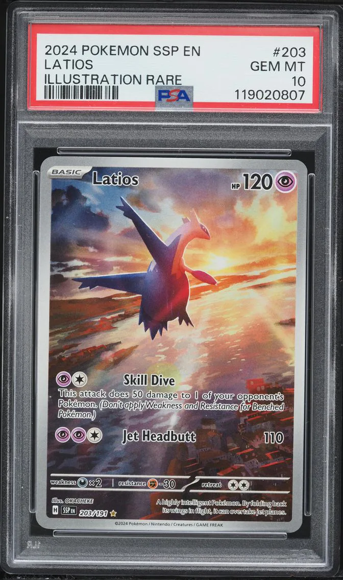 2024 #203 Latios PSA 10 Ssp EN-Surging Sparks Pokemon