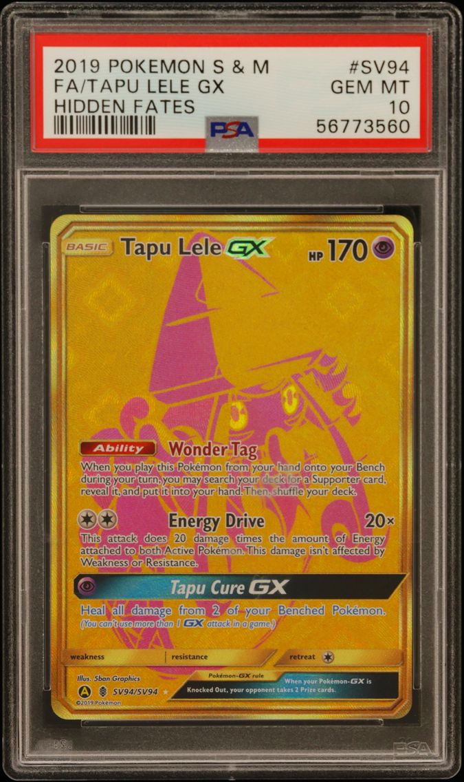 2019 #SV94 Full Art/Tapu Lele GX PSA 10 Sun & Moon Hidden Fates