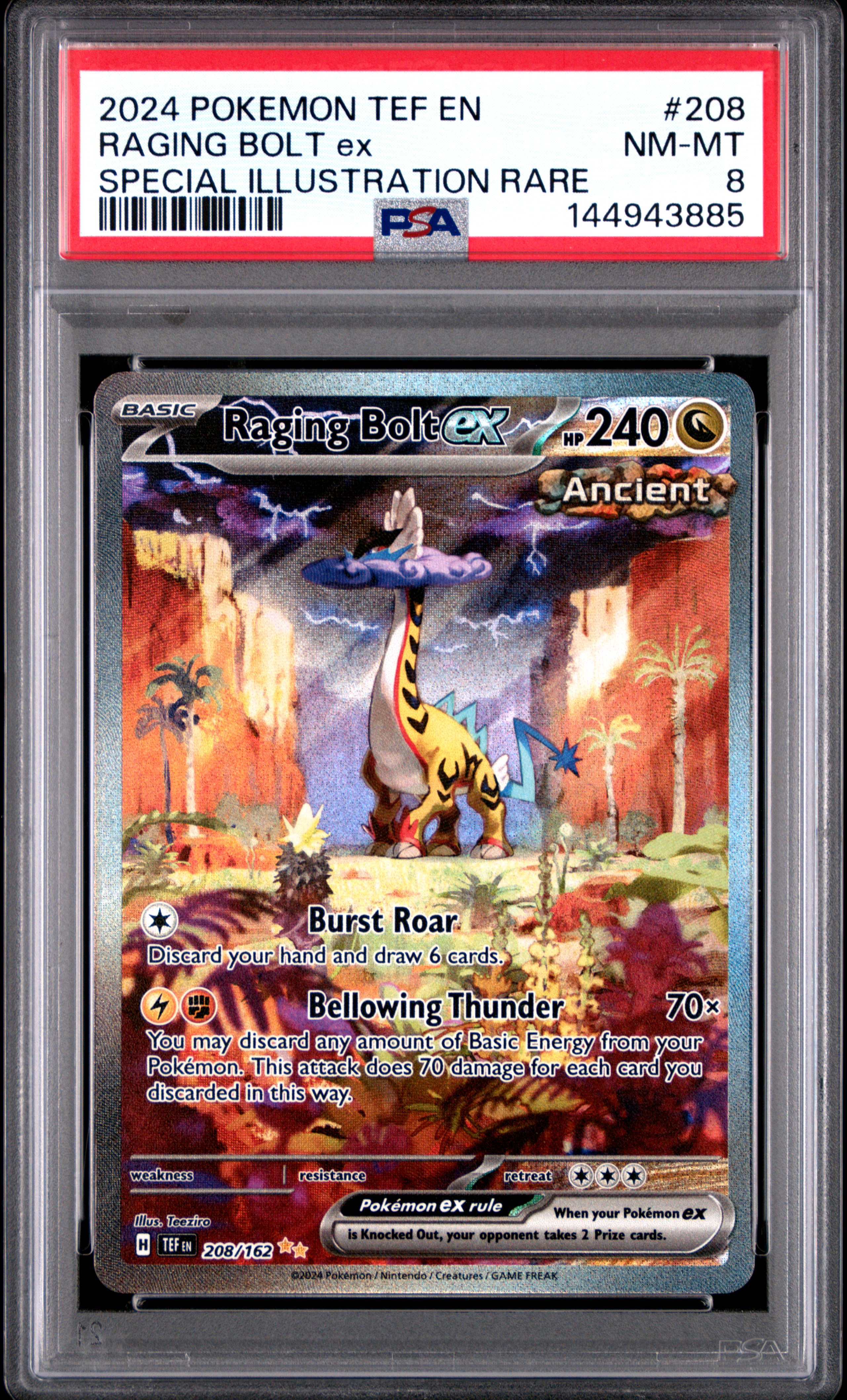 2024 #208 Raging Bolt Ex PSA 8 Tef En-Temporal Forces