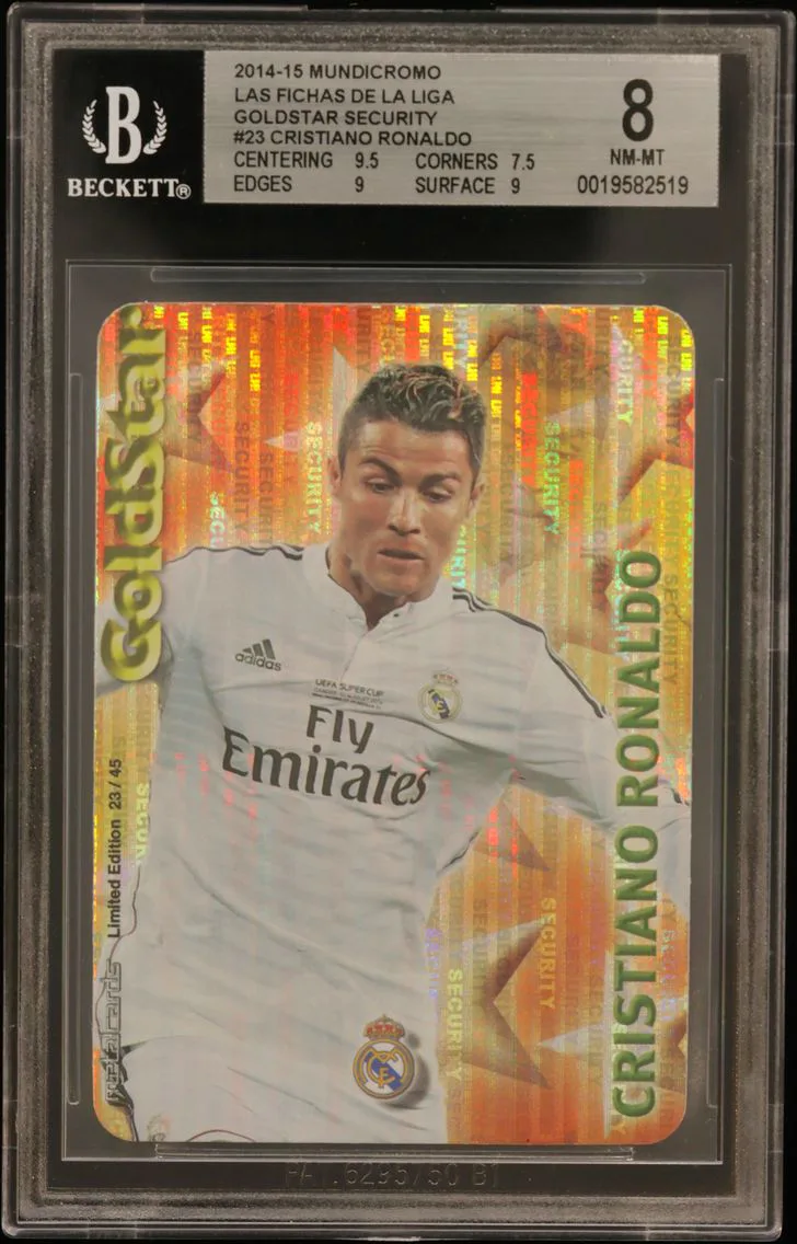 2014 #23 Cristiano Ronaldo BGS 8 Mundicromo Las Fichas de la Liga Goldstar Security