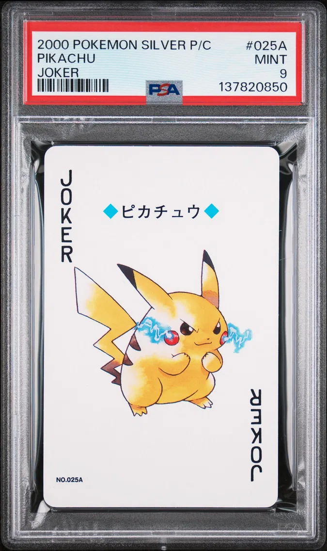 2000 Pokemon Silver Version Playing Cards Pikachu Silver Version Playing Cards #025A PSA 9