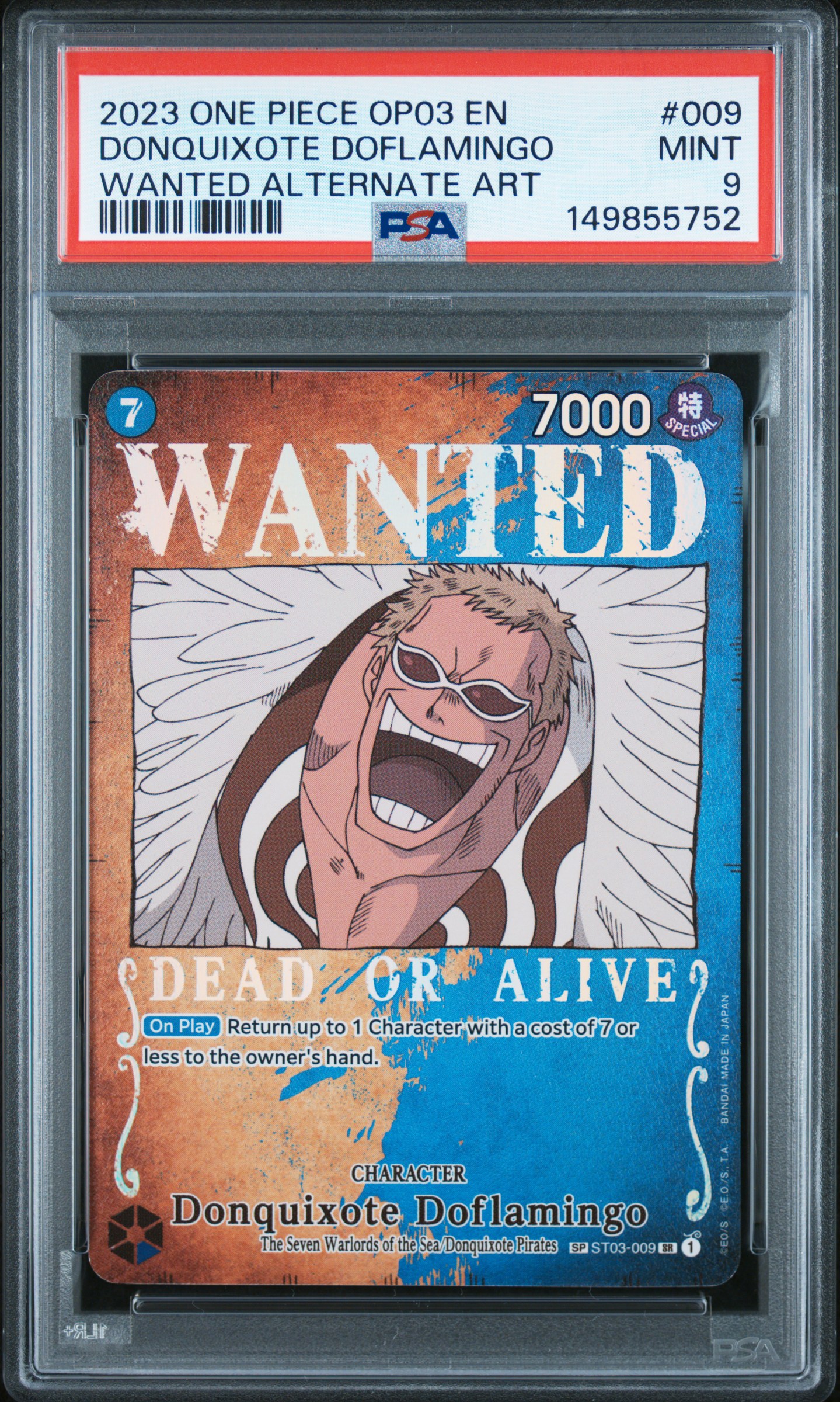 2023 #009 Donquixote Doflamingo PSA 9 One Piece Op03-Pillars Of Strength