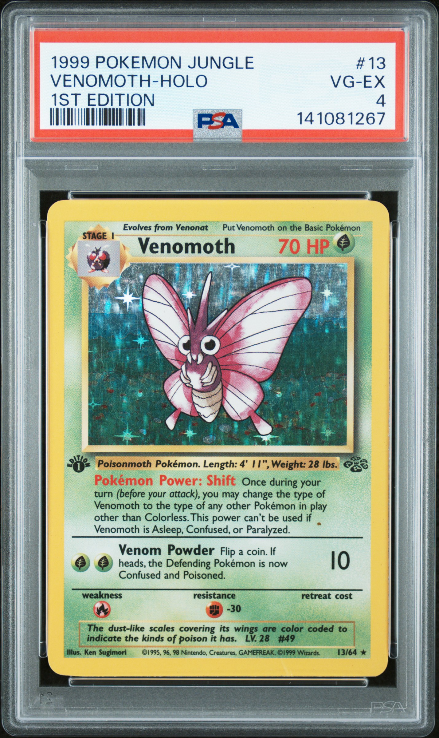 1999 #13 Venomoth-Holo 1st Edition PSA 4 Jungle