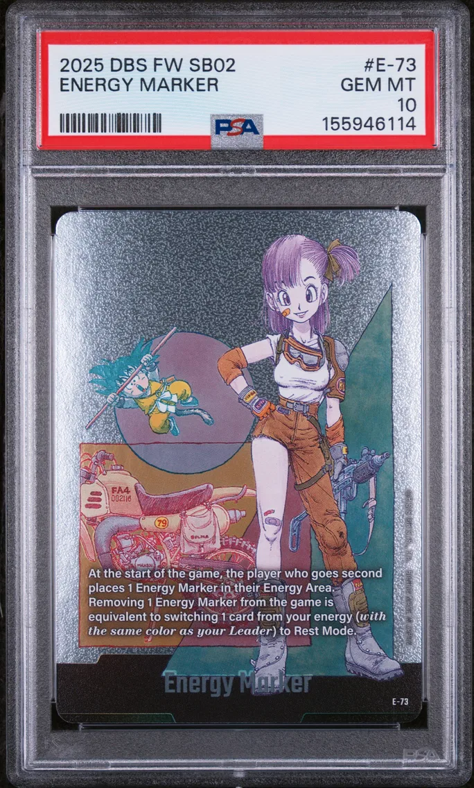 2025 #E-73 Energy Marker PSA 10 Dragon Ball Super Card Game Fusion World Manga Booster 02