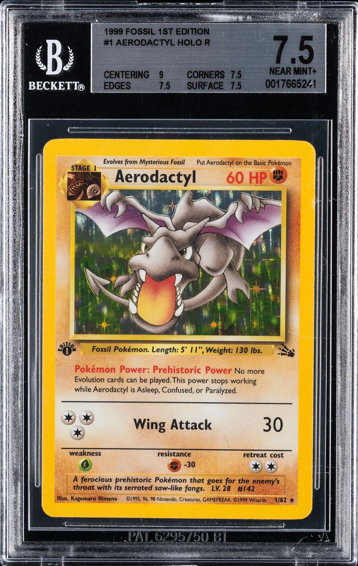 1999 #1 Aerodactyl-Holo 1st Edition BGS 7.5 Fossil Pokemon