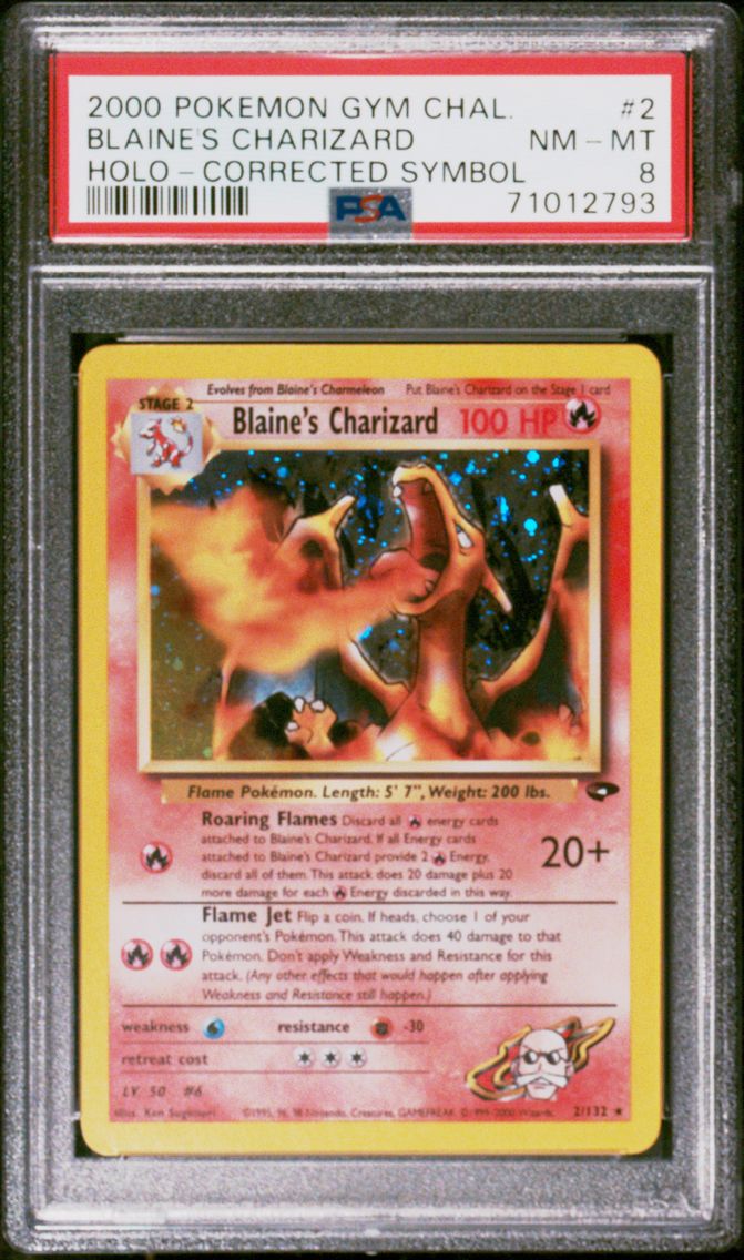 2000 #2 Blaine's Charizard PSA 8 Gym Challenge