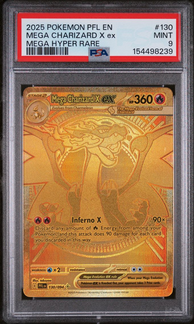 2025 #130 Mega Charizard X EX PSA 9 Pfl EN-Phantasmal Flames