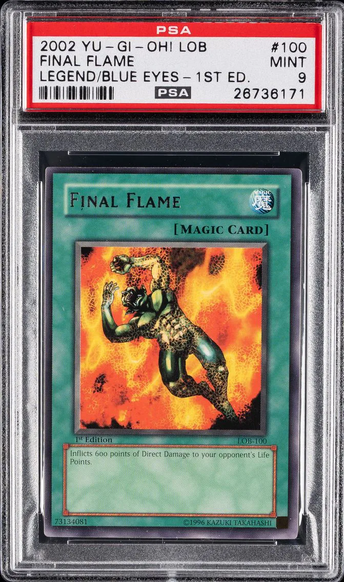 2002 #100 FINAL FLAME PSA 9 YU-GI-OH! LOB-LEGEND OF BLUE EYES WHITE DRAGON | 1ST EDITION