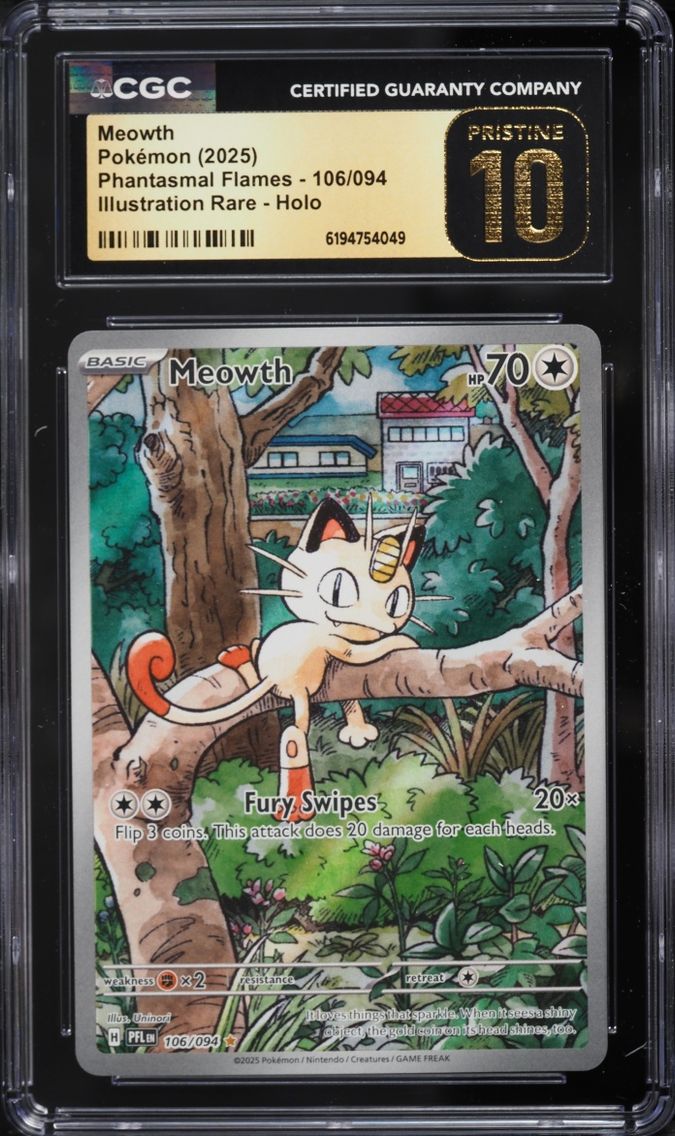 2025 #106 Meowth CGC 10 Pokemon Mega Evolution Phantasmal Flames IR