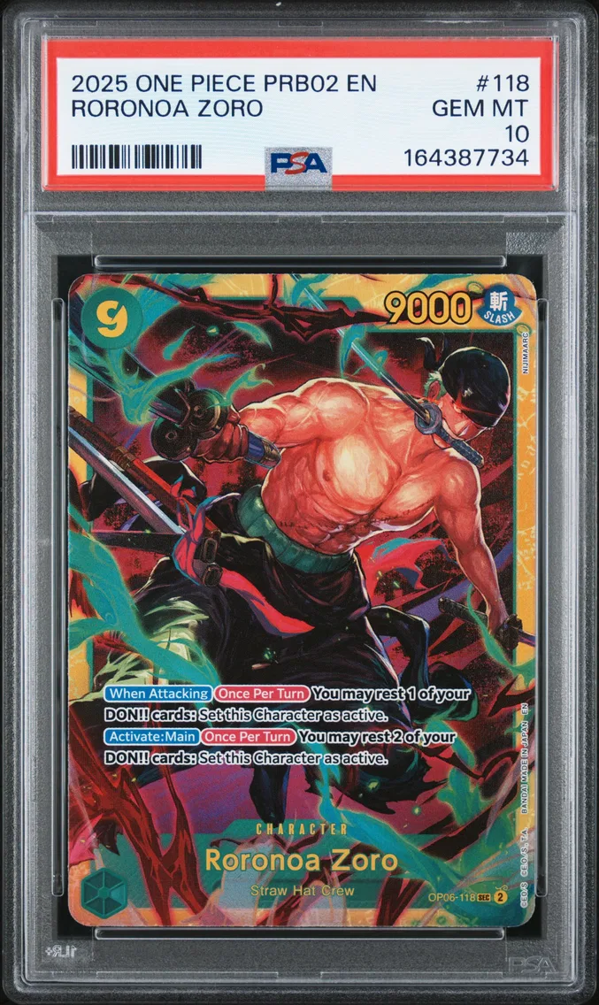 2025 #118 Roronoa Zoro PSA 10 One Piece PRB02-Premium Booster -One Piece Card the Best- Vol.2