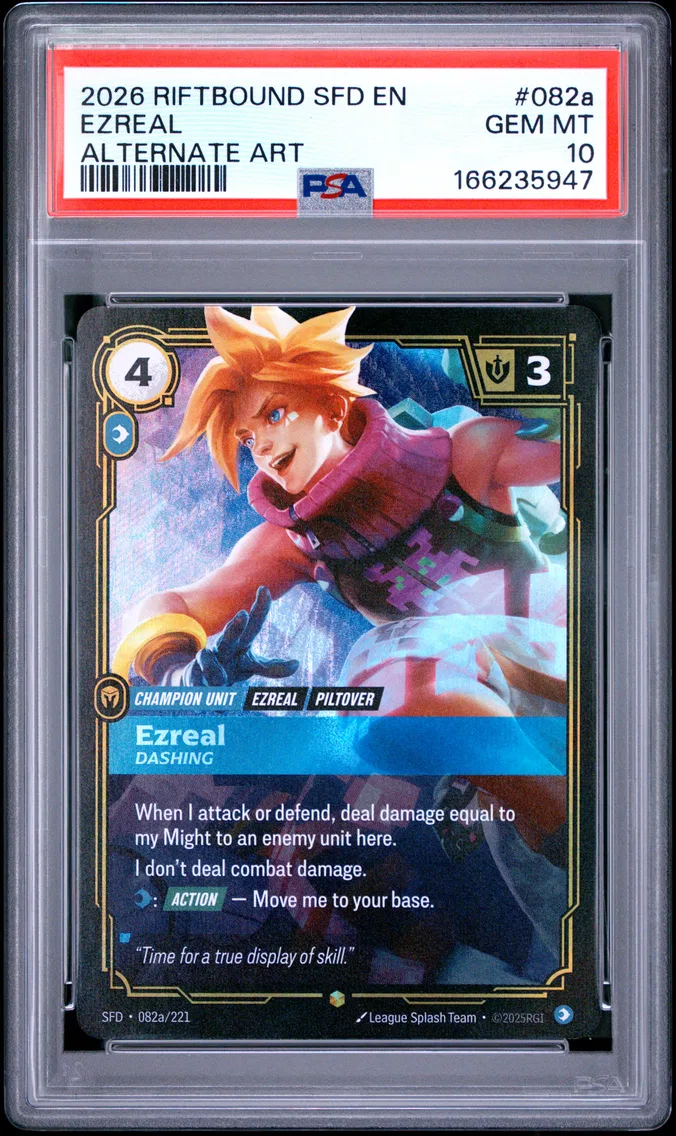 2026 #082a Ezreal - Dashing PSA 10 Riftbound: League of Legends Sfd-Spiritforged