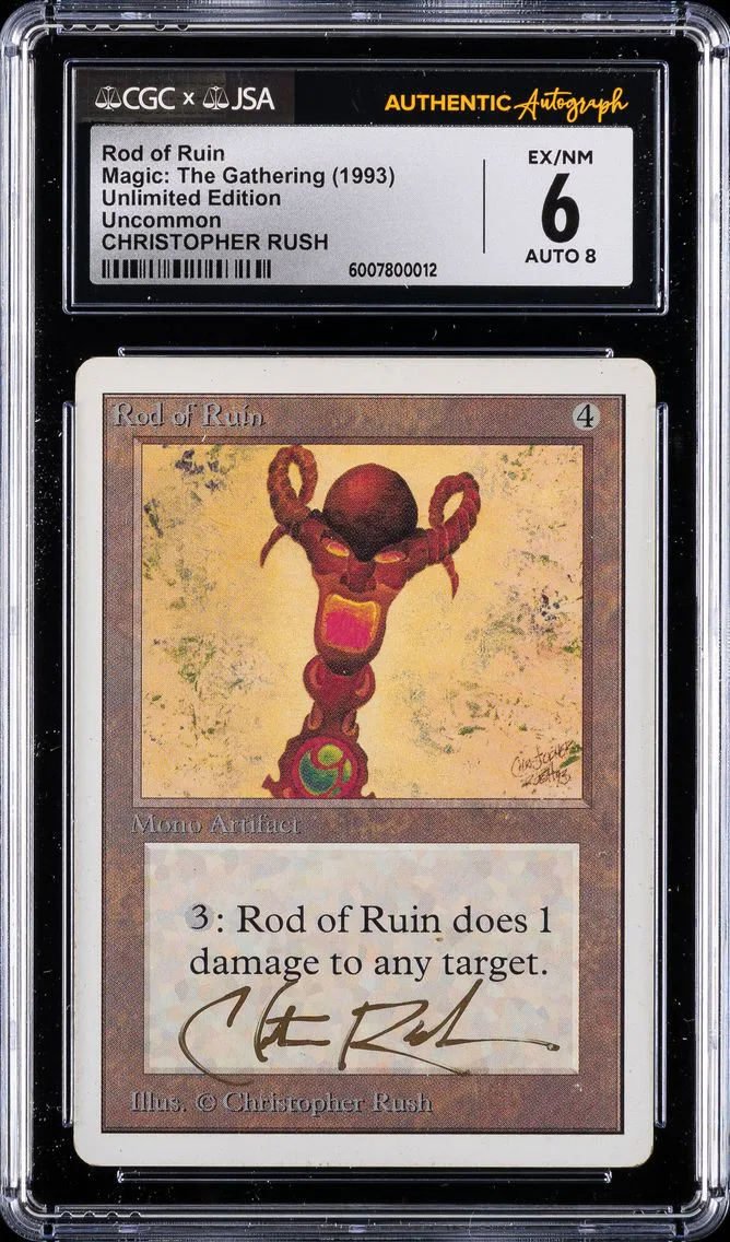 1993 #NA Rod of Ruin CGC 6 Magic: The Gathering - Unlimited Edition | Christopher Rush Sig.