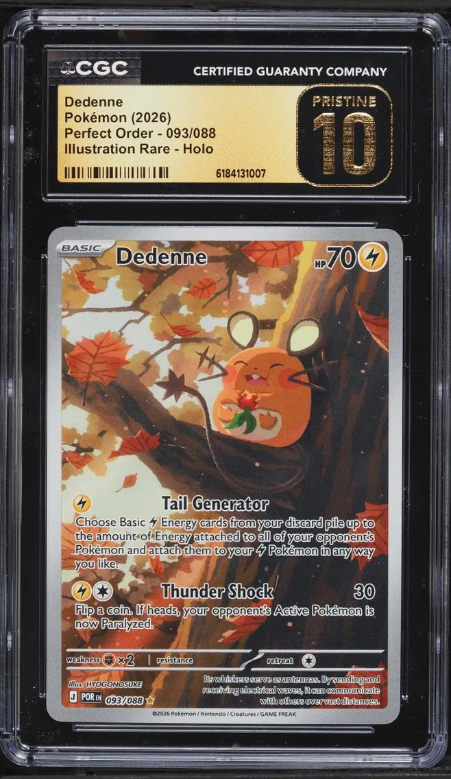 2026 #93 Dedenne CGC 10 Pokemon Mega Evolution Perfect Order IR