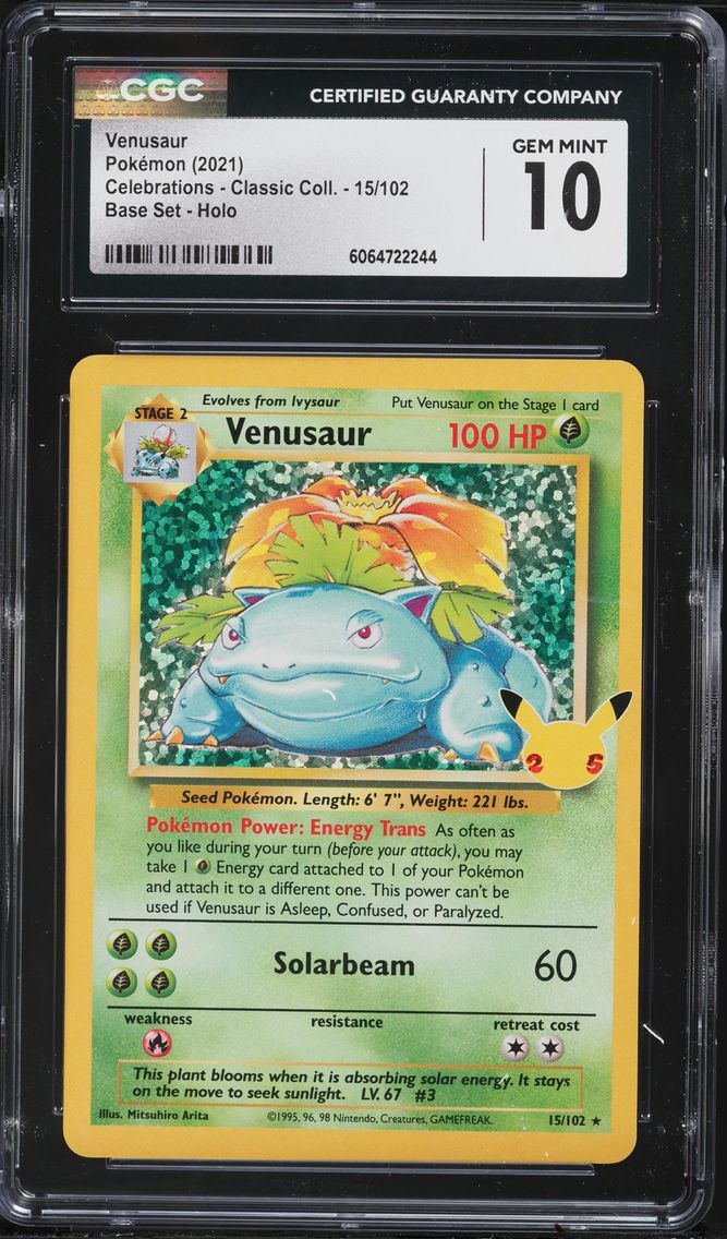 2021 #15 Venusaur-Holo CGC 10 Celebrations Classic Collection Pokemon