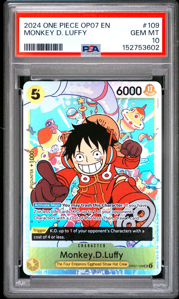 2024 #109 Monkey D. Luffy PSA 10 One Piece OP07-500 Years in the Future