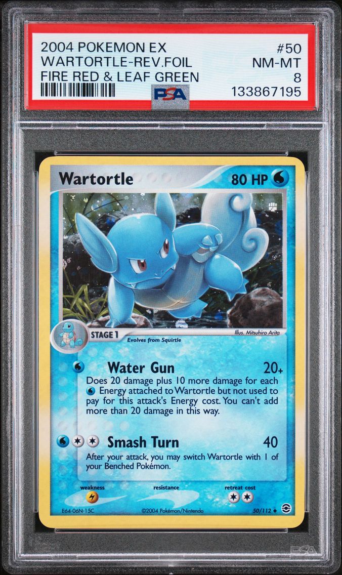 2004 #50 Wartortle-Reverse Foil PSA 8 EX Fire Red & Leaf Green Pokemon