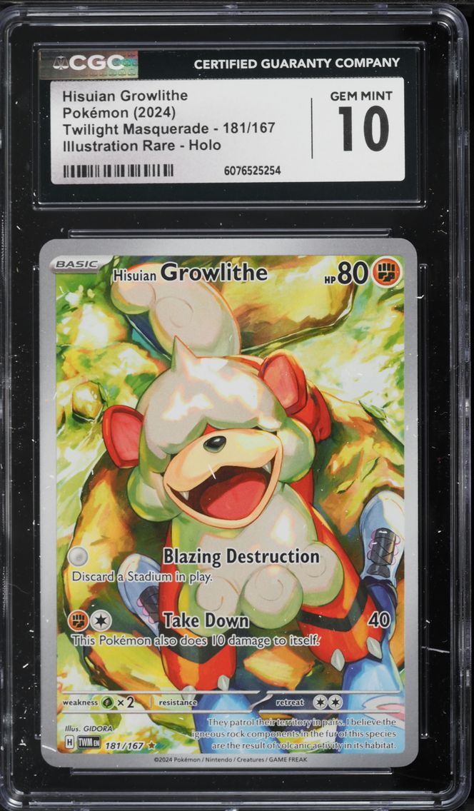 2024 #181 Hisuian Growlithe CGC 10 Twm EN-Twilight Masquerade Pokemon