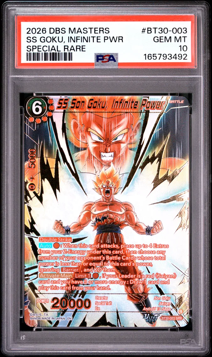2026 #BT30-003 SS Son Goku, Infinite Power PSA 10 Dragon Ball Super Card Game Masters Series 30 Three Glorious Fighters
