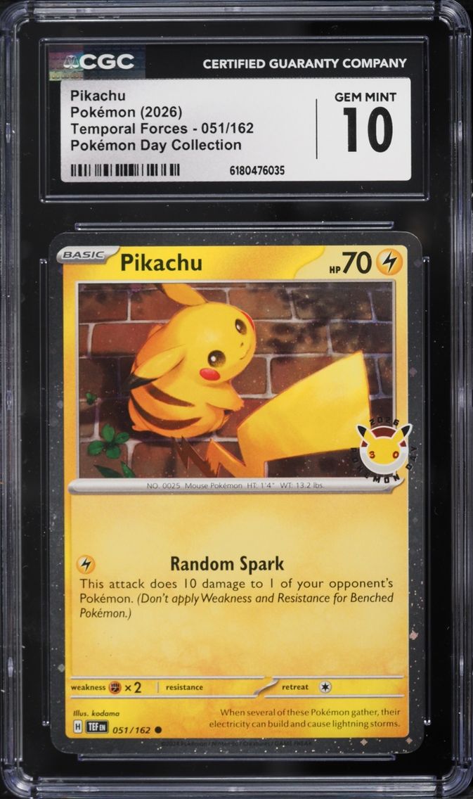 2026 #51 Pikachu CGC 10 Pokemon Scarlet & Violet Temporal Forces Day Collection