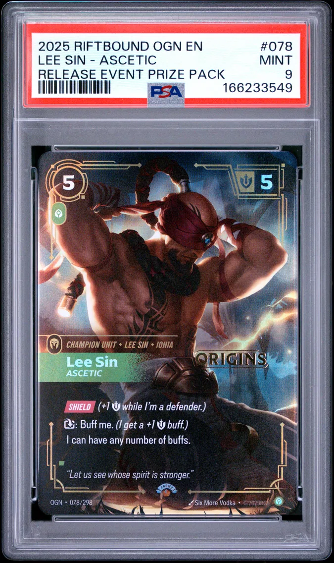 2025 #078 Lee Sin - Ascetic PSA 9 Riftbound: League of Legends Ogn-Origins