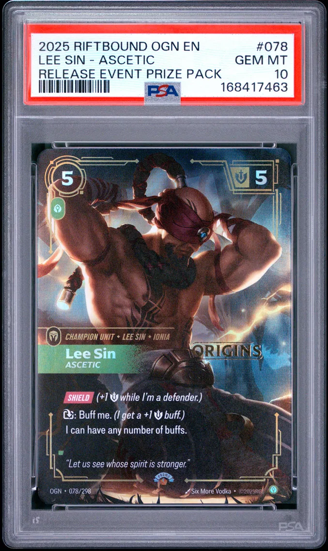 2025 #078 Lee Sin - Ascetic PSA 10 Riftbound: League of Legends Ogn-Origins