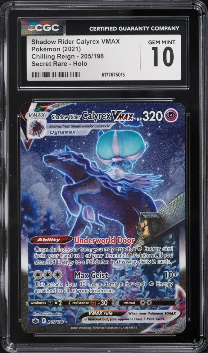2021 Pokemon Sword & Shield Chilling Reign Full Art Shadow Rider Calyrex VMAX #205 CGC 10 GEM