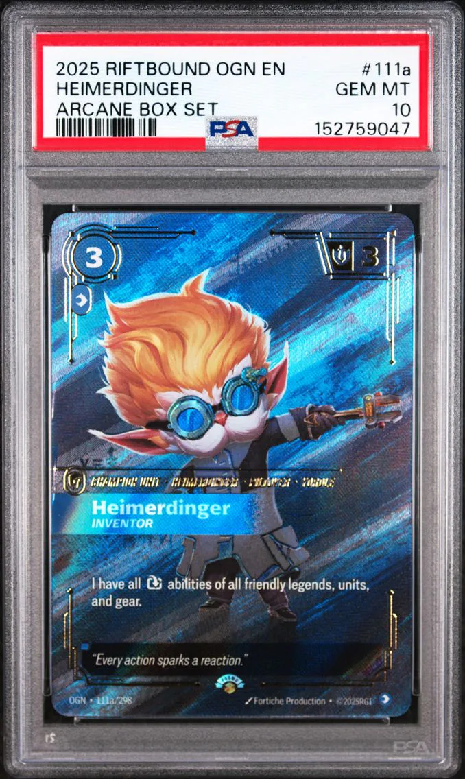 2025 #111a Heimerdinger - Inventor PSA 10 Riftbound: League of Legends Ogn-Origins