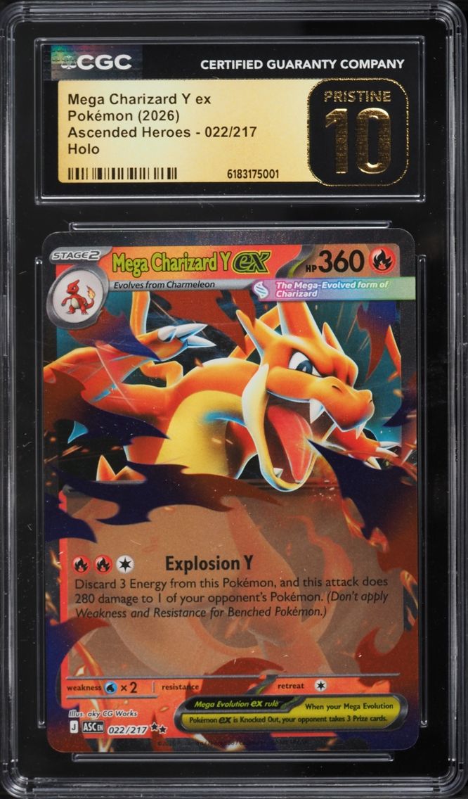 2026 #22 Mega Charizard Y EX CGC 10 Pokemon Mega Evolution Ascended Heroes Holo