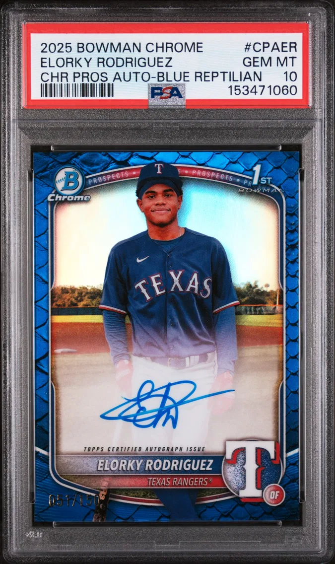 2025 #CPAER Elorky Rodriguez PSA 10 Bowman Chrome Prospect Autographs