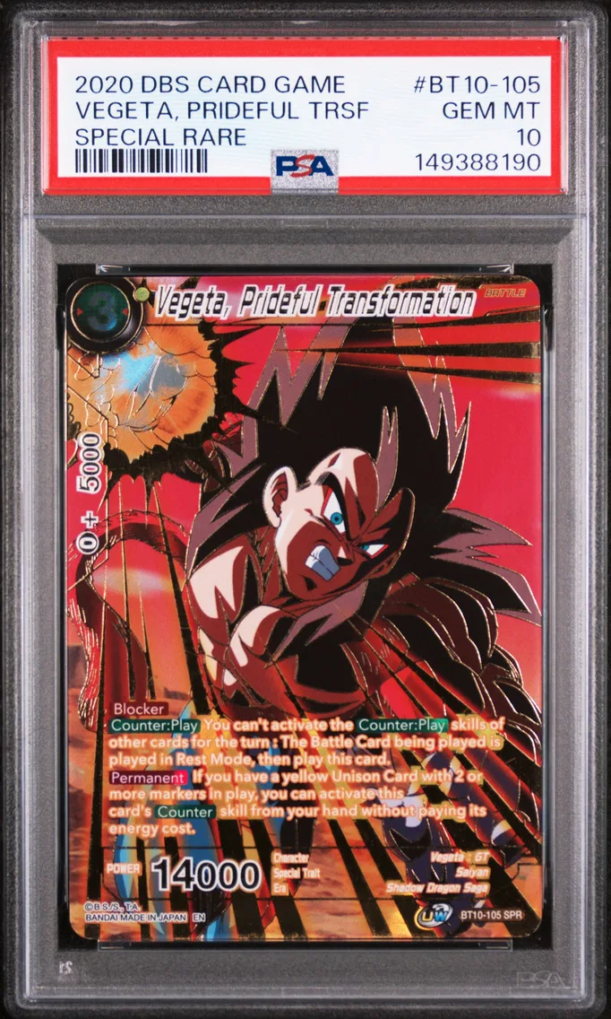 2020 #BT10-105 Vegeta, Prideful Transformation PSA 10 Dragon Ball Super Card Game Series 10 Rise of the Unison Warrior