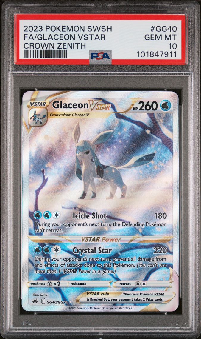 2023 #GG40 Full Art/Glaceon Vstar PSA 10 Sword and Shield Crown Zenith Pokemon
