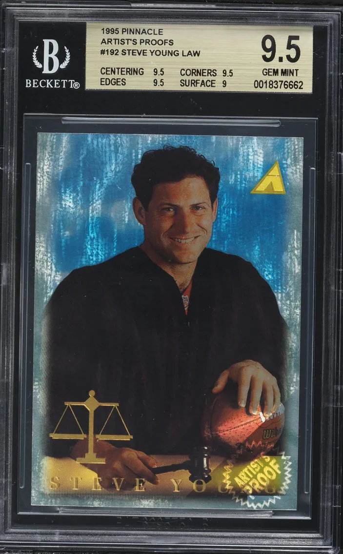 1995 #192 Steve Young Law BGS 9.5 Pinnacle Artist's Proofs Football