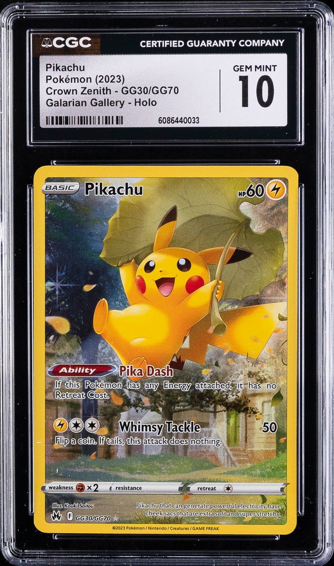 2023 #GG30 Full Art/Pikachu CGC 10 Sword and Shield Crown Zenith Pokemon