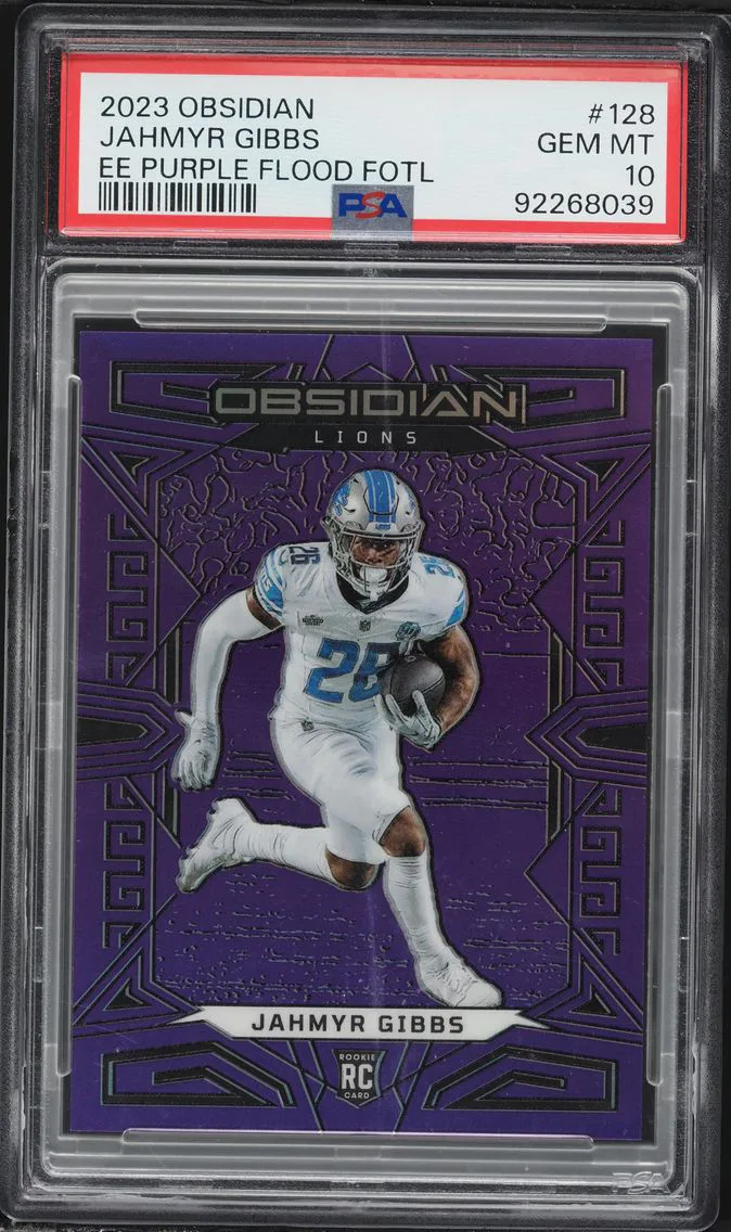 2023 #128 Jahmyr Gibbs PSA 10 Panini Obsidian Football