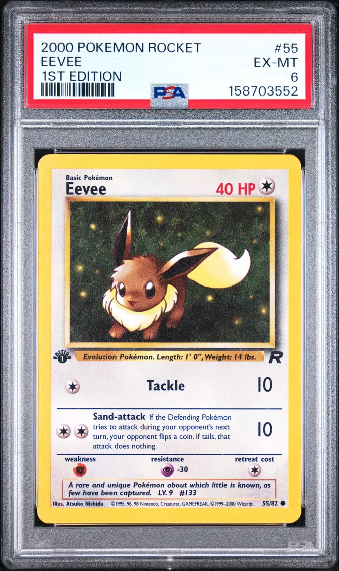2000 Pokemon Rocket Eevee 1st Edition Rocket #55 PSA 6