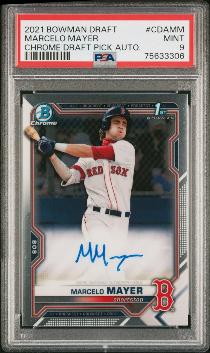 2021 #CDAMM Marcelo Mayer PSA 9 Bowman Draft Chrome Draft Pick Autographs