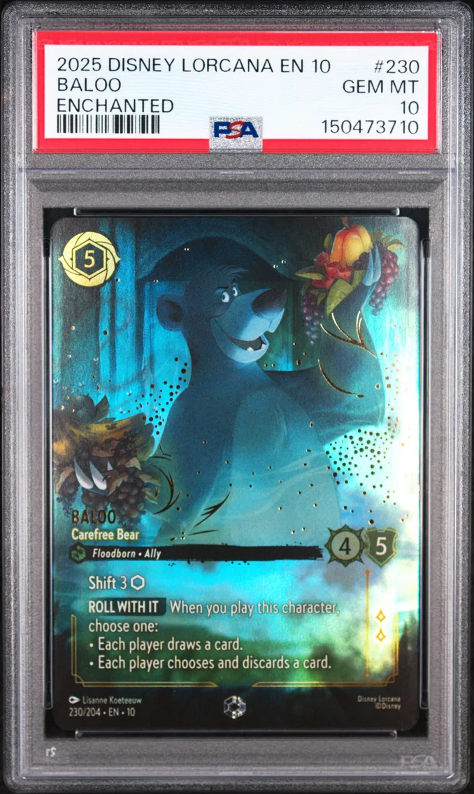 2025 #230 Baloo - Carefree Bear PSA 10 Disney Lorcana EN 10-Whispers in the Well