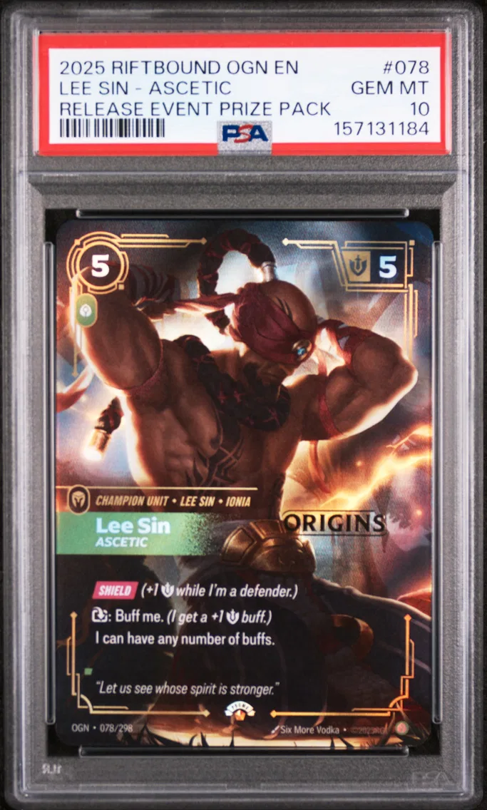 2025 #078 Lee Sin - Ascetic PSA 10 Riftbound: League of Legends Ogn-Origins