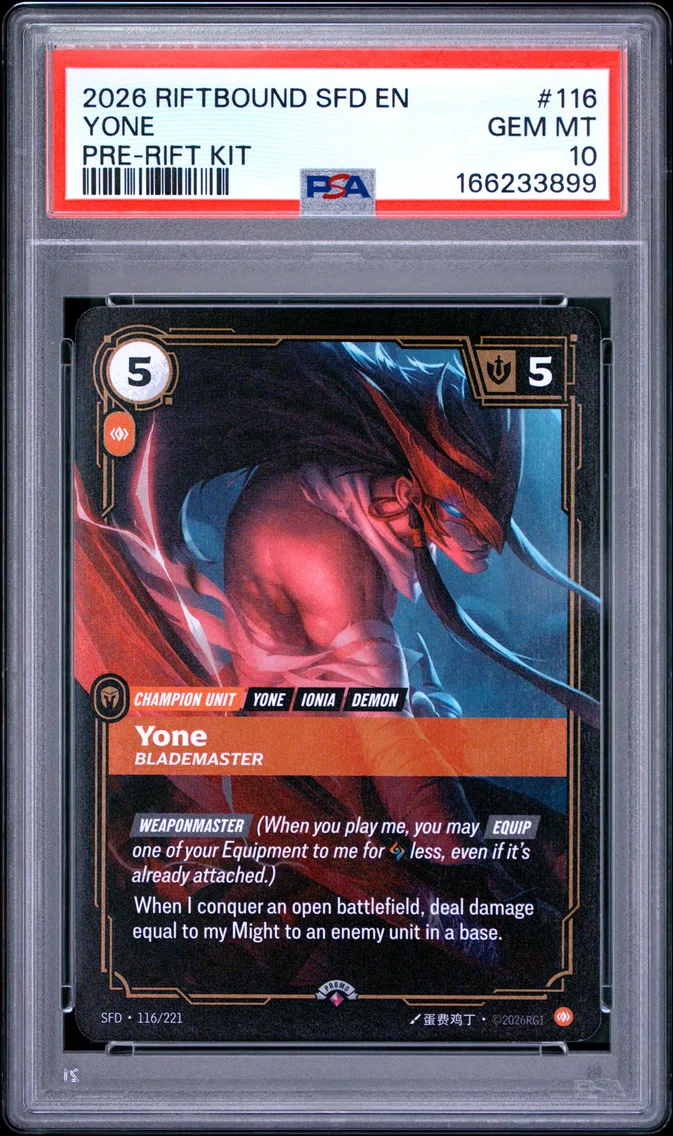 2026 #116 Yone - Blademaster PSA 10 Riftbound: League of Legends Sfd-Spiritforged