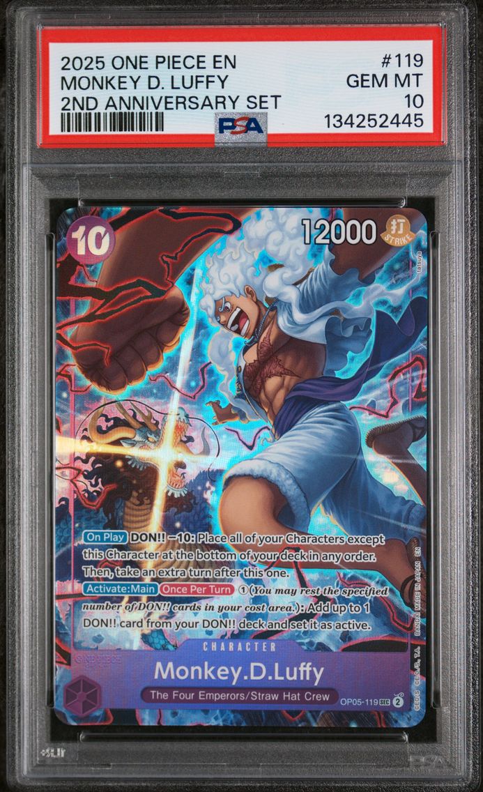 2025 #119 Monkey D. Luffy Base PSA 10 English Version 2nd Anniversary Set One Piece