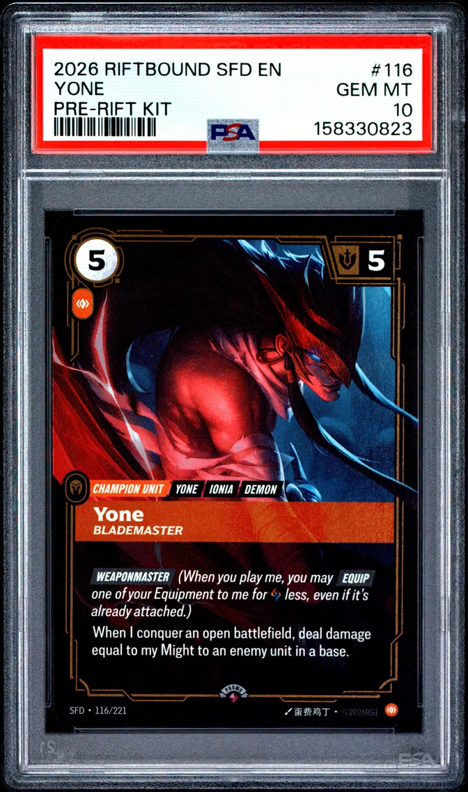 2026 #116 Yone - Blademaster PSA 10 Riftbound: League of Legends Sfd-Spiritforged