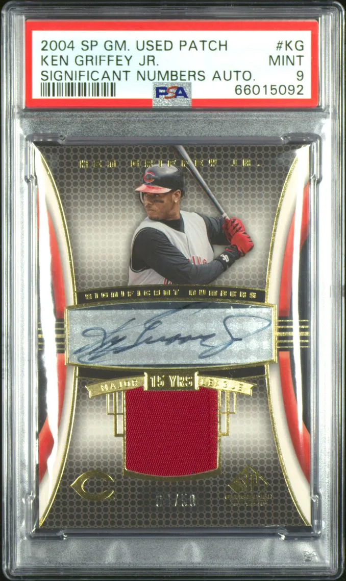2004 #KG Ken Griffey Jr PSA 9 SP Game Used Patch Significant Numbers Auto.
